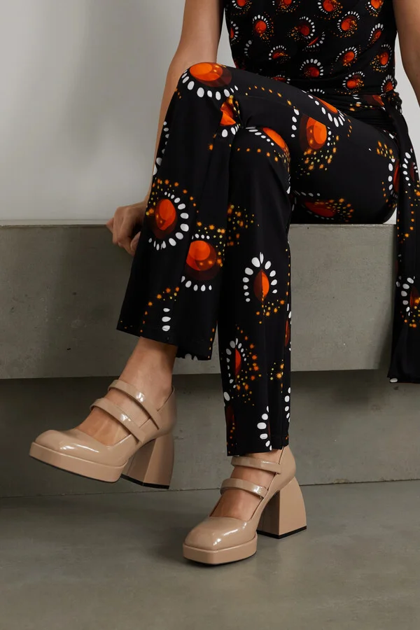 NODALETO - Bulla Babies Glossed-leather Platform Mary Jane Pumps - Neutrals - Image 2