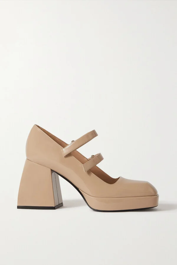 NODALETO - Bulla Babies Glossed-leather Platform Mary Jane Pumps - Neutrals