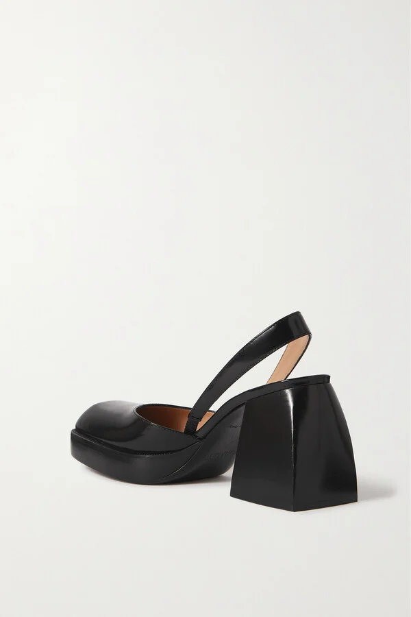 NODALETO - Bulla Jones Glossed-leather Slingback Platform Pumps - Black - Image 3