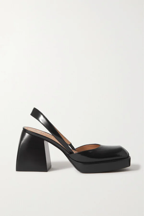 NODALETO - Bulla Jones Glossed-leather Slingback Platform Pumps - Black