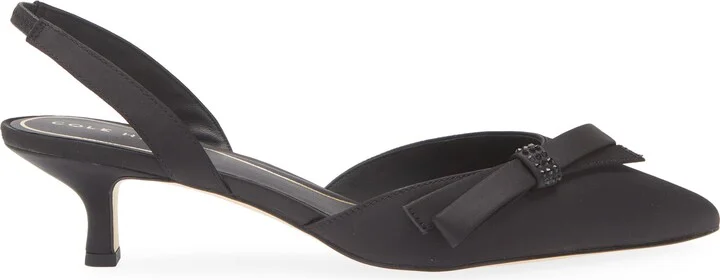 Noella Bow Slingback Pointed Toe Kitten Heel Pump - Image 9