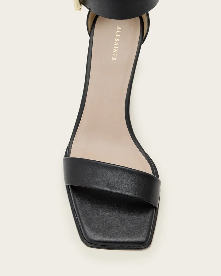 Noir Leather Heeled Sandals - Image 3