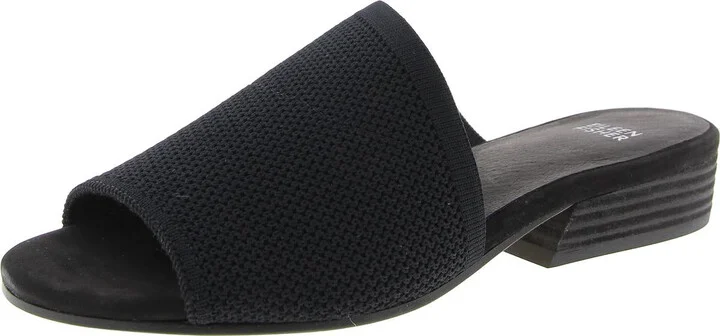 NOKO Womens Block Heel Knit Slide