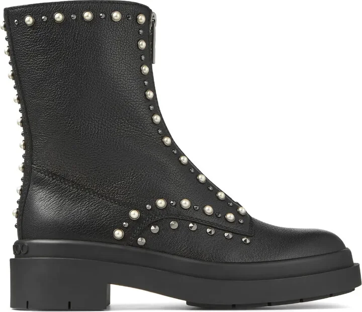 Nola crystal-embellished leather boots