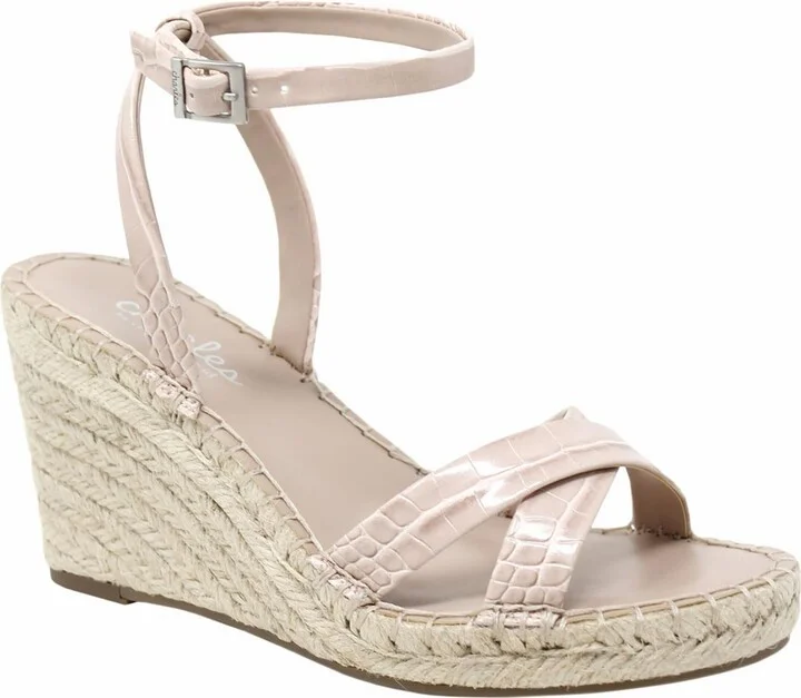 Nola Womens Faux Leather Ankle Strap Wedges