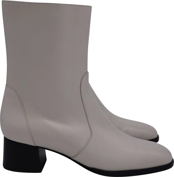 Nola Zipped Booties in Cream Leather