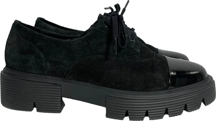 Nolita Platform Oxford Shoes in Black Suede