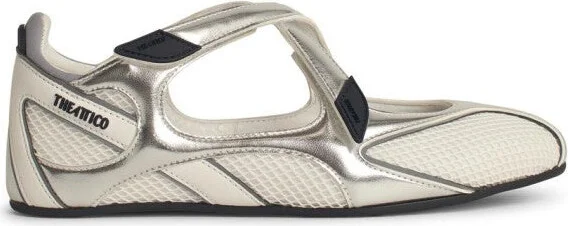 'Nomad' Ballet Flats In Silver Fabric Blend
