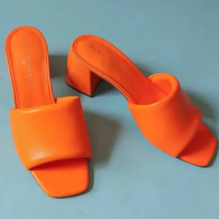 Nombra Block Heel Sandal In Orange