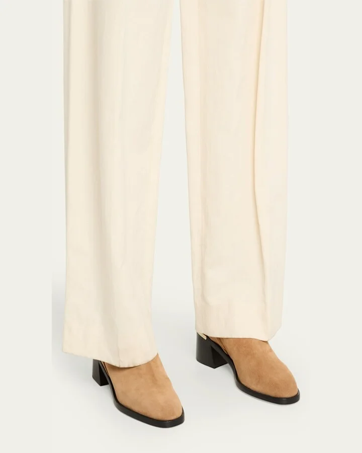 Noor 45 Suede Pearly-Button Ankle Booties - Image 3
