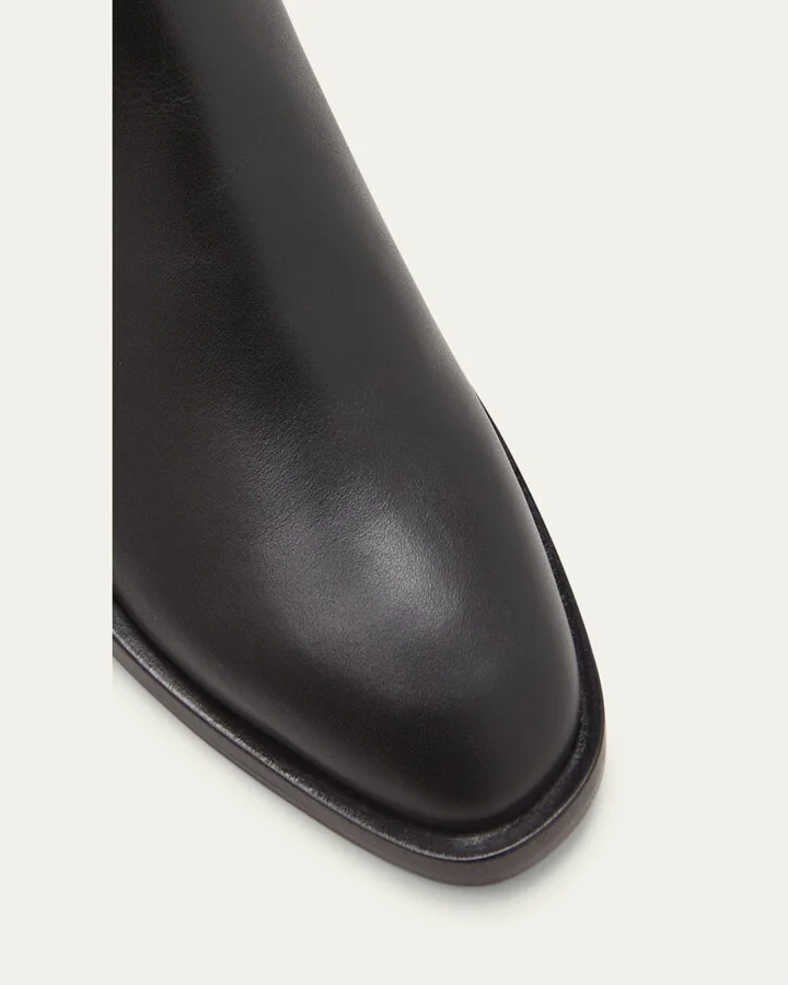 Noor Leather Pearly-Button Ankle Booties - Image 2