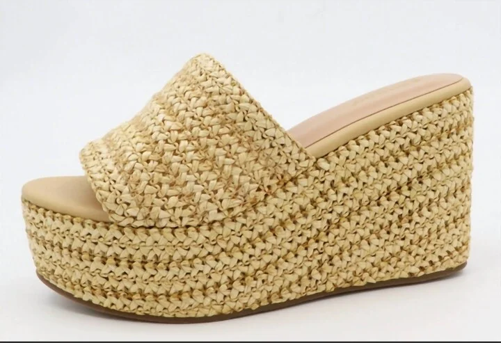 Nopal Woven Wedge Sandal In Tan