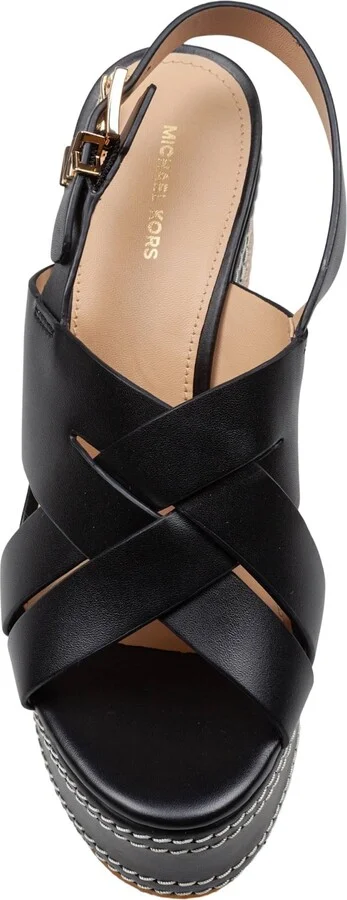Nora Wedge Sandal In Black Leather - Image 2