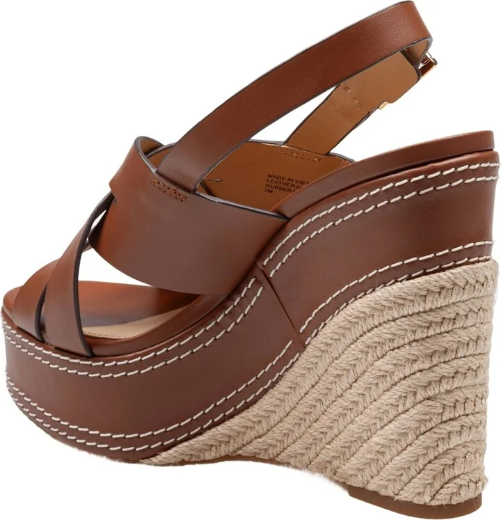 Nora Wedge Sandal In Leather Color - Image 3