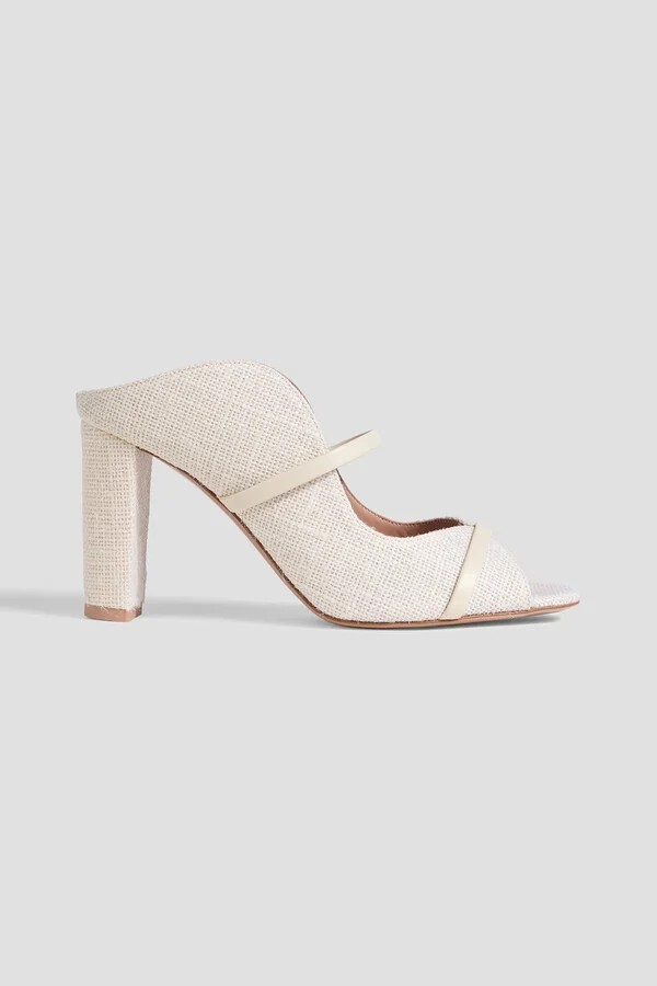 Norah 85 leather-trimmed jute mules