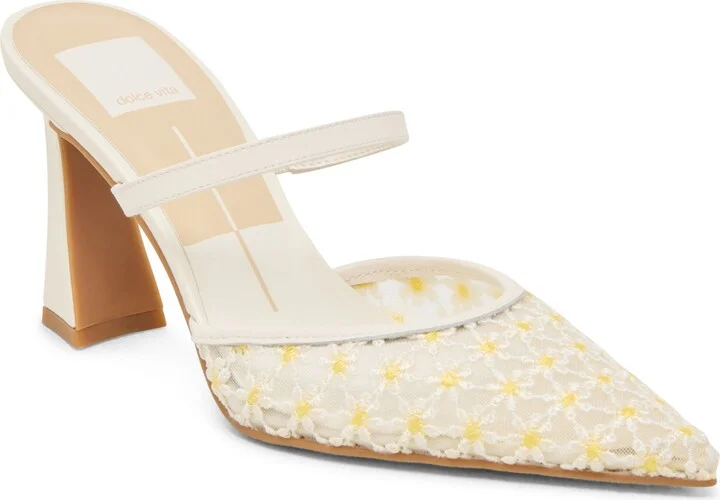 WHITE/YELLOW FLORAL MESH