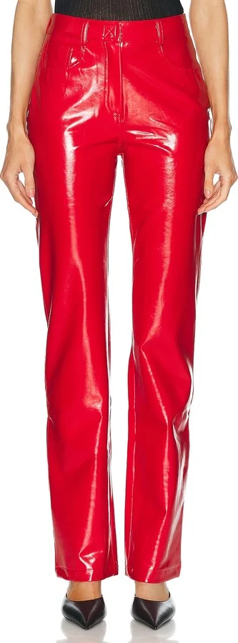 Norma Kamali High Waist Boot Leg in Red