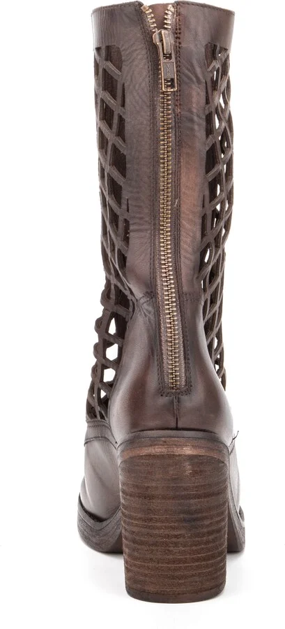 Normandy Leather Fishnet Cutout Block Heel Boot - Image 2