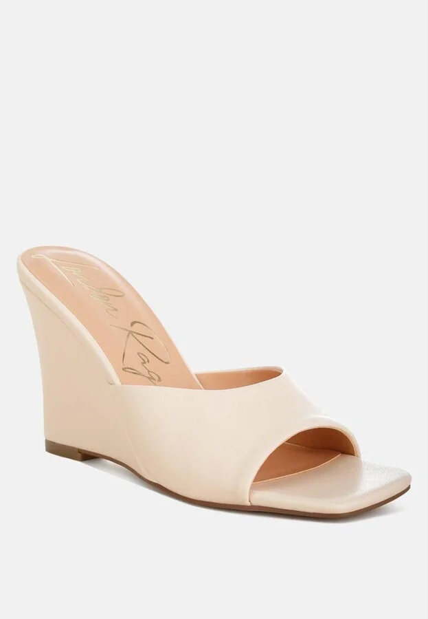 Norta Faux Leather Wedge Sandals - Image 2