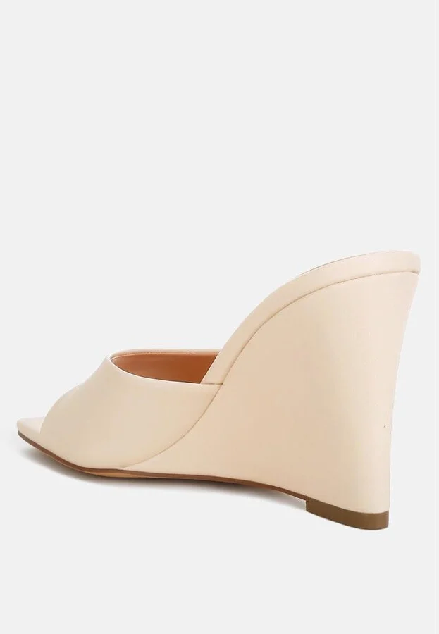 Norta Faux Leather Wedge Sandals - Image 3