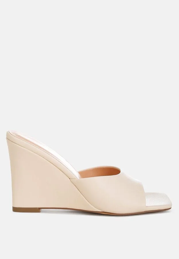 Norta Faux Leather Wedge Sandals