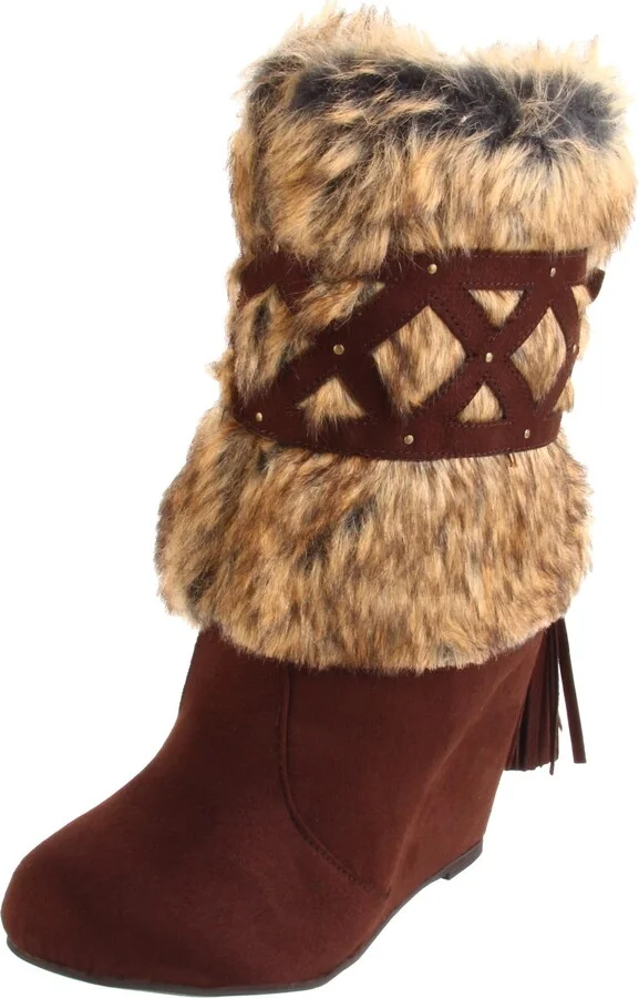 Not Rated Women's Faux-Fur Disguise Wedge Boot