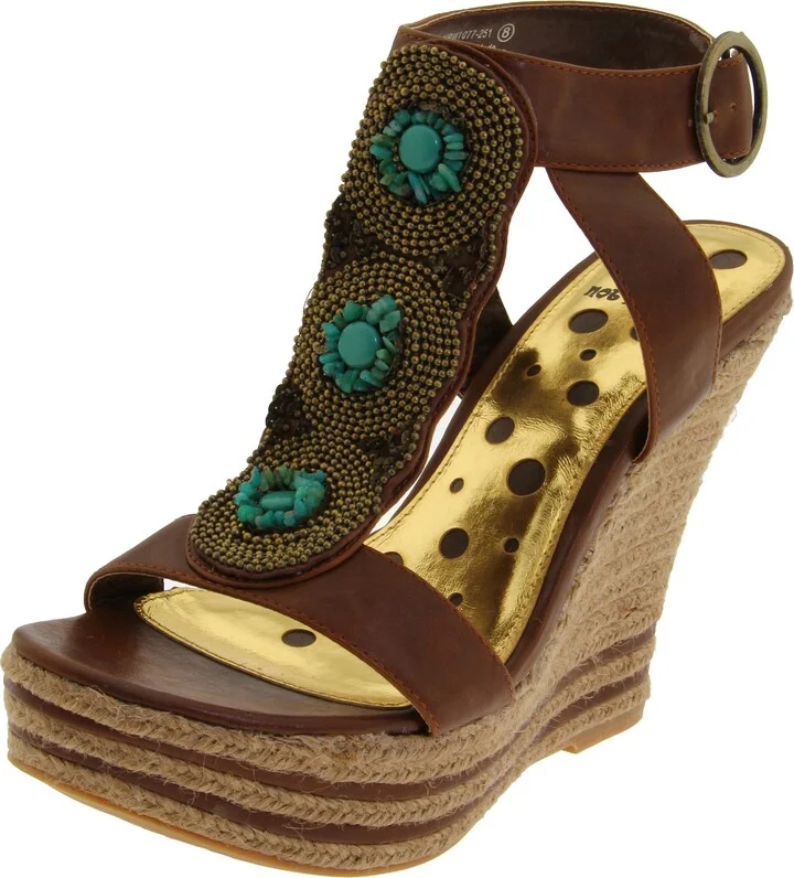 Not Rated Women's Rap Star Beaded Wedge Sandal