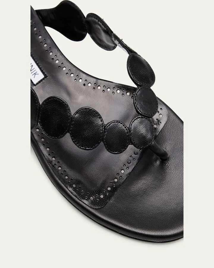 Nour Circle Leather Flat Thong Sandals - Image 4