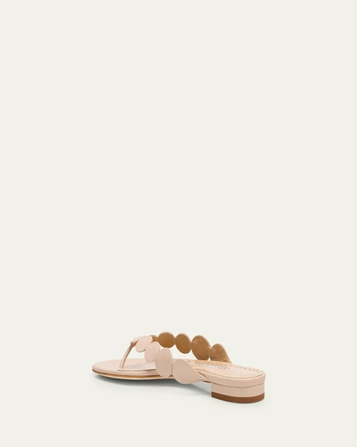 Nour Circle Leather Flat Thong Sandals - Image 5