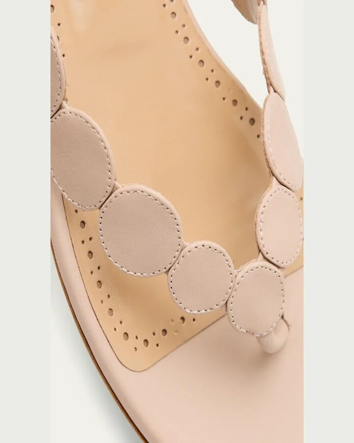 Nour Circle Leather Flat Thong Sandals - Image 6