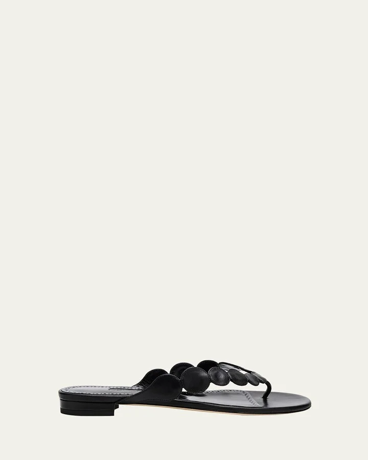 Nour Circle Leather Flat Thong Sandals