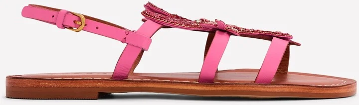 Novelty Beaded Flat Sandals, Lobster