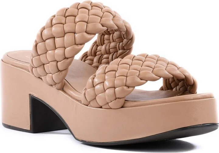 Novelty Womens Leather Woven Heel Sandals
