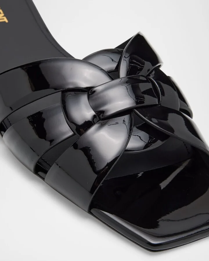 Nu Pieds Woven Patent Flat Sandals - Image 3