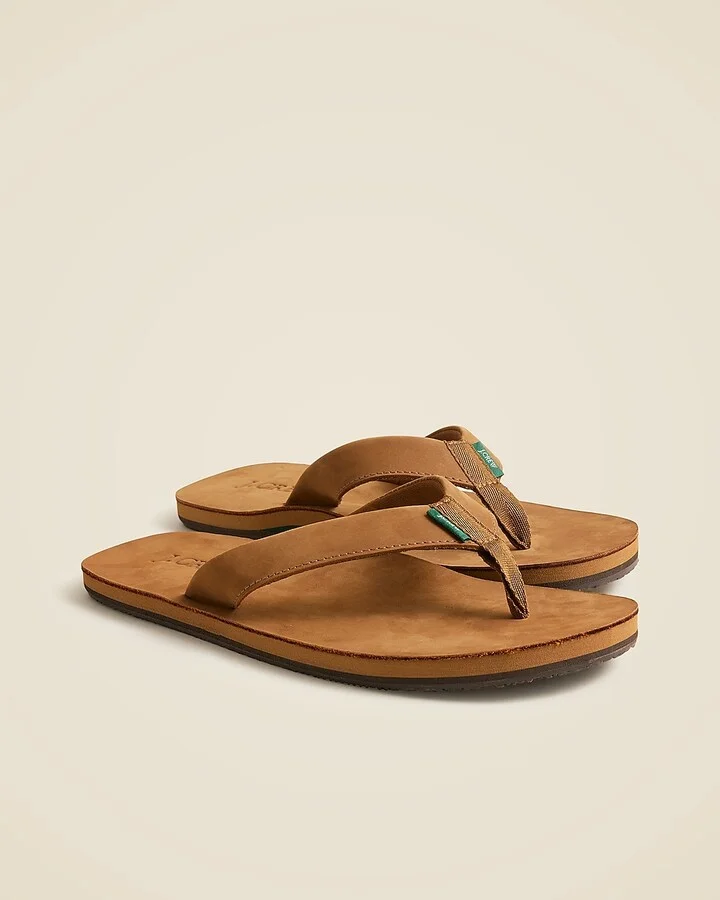 Nubuck leather flip-flops