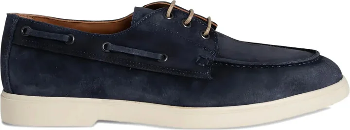 Nubuck-Leather Lace-Up Boat Shoes