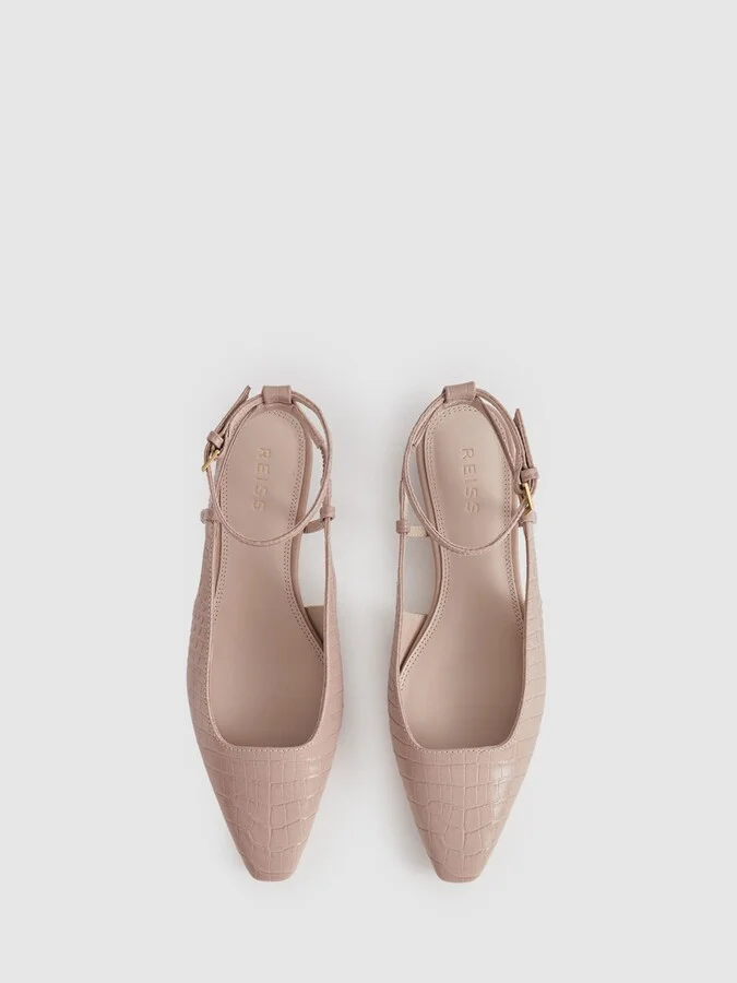Nude Freya Leather Slingback Ballerina Flats - Image 3