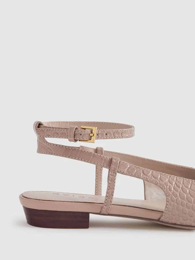 Nude Freya Leather Slingback Ballerina Flats - Image 5