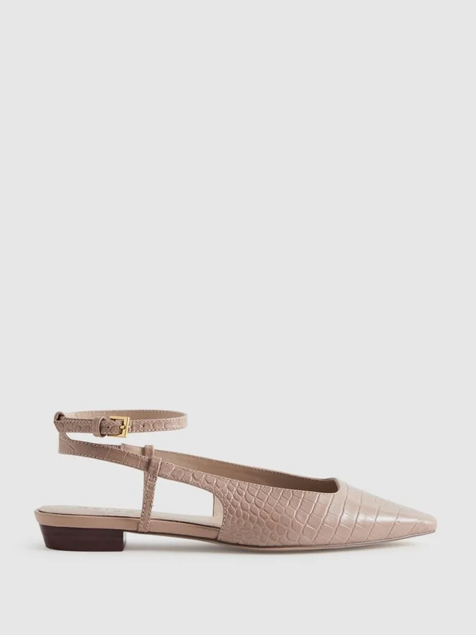 Nude Freya Leather Slingback Ballerina Flats