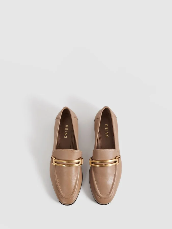 Nude Leather Rounded Loafers - Image 3
