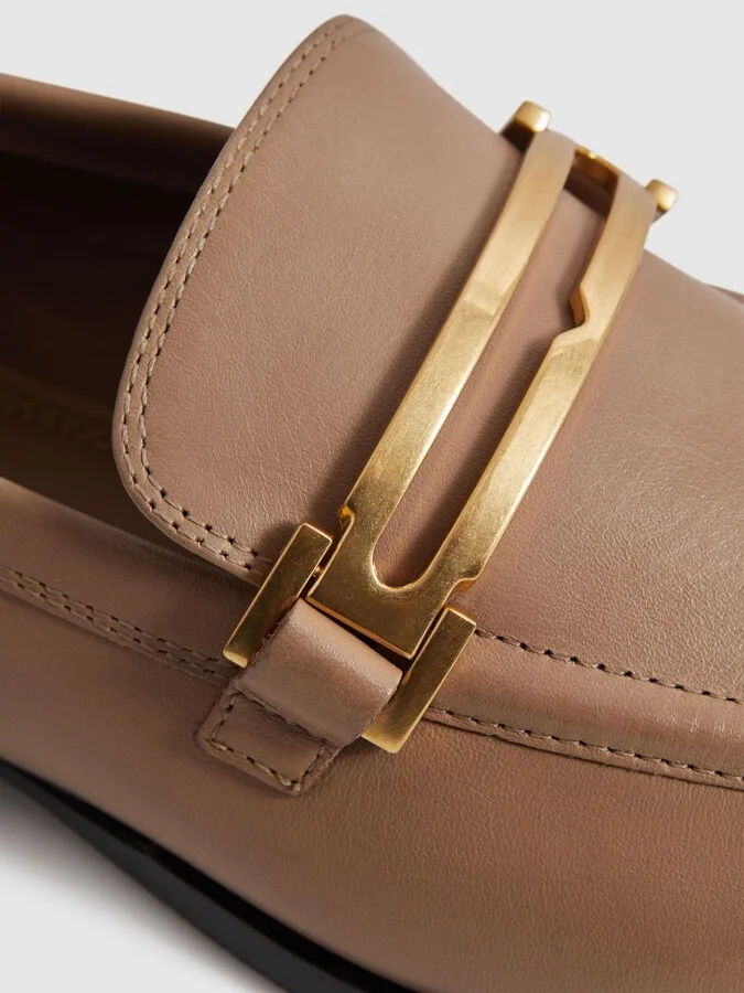 Nude Leather Rounded Loafers - Image 5