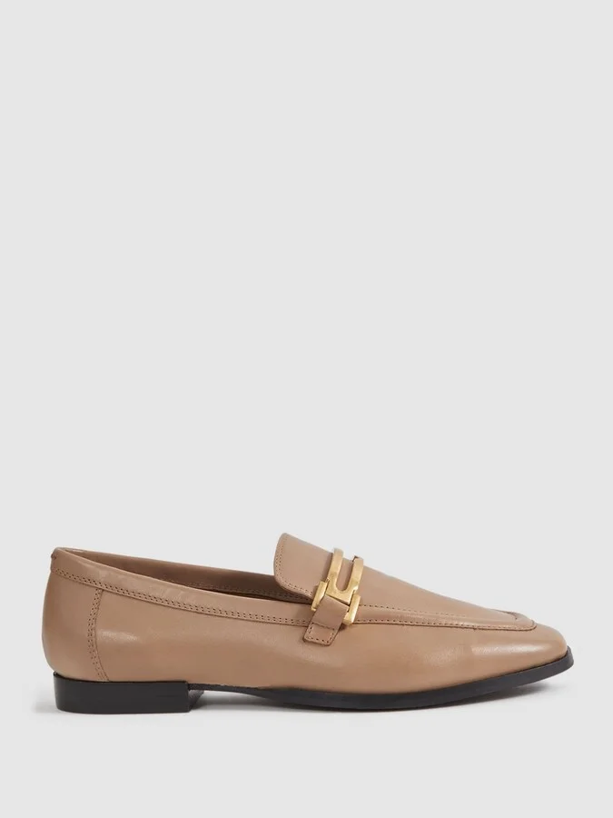 Nude Leather Rounded Loafers