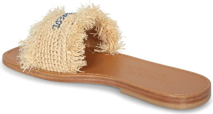Nude Raphia Logo Slides Sandal - Image 3