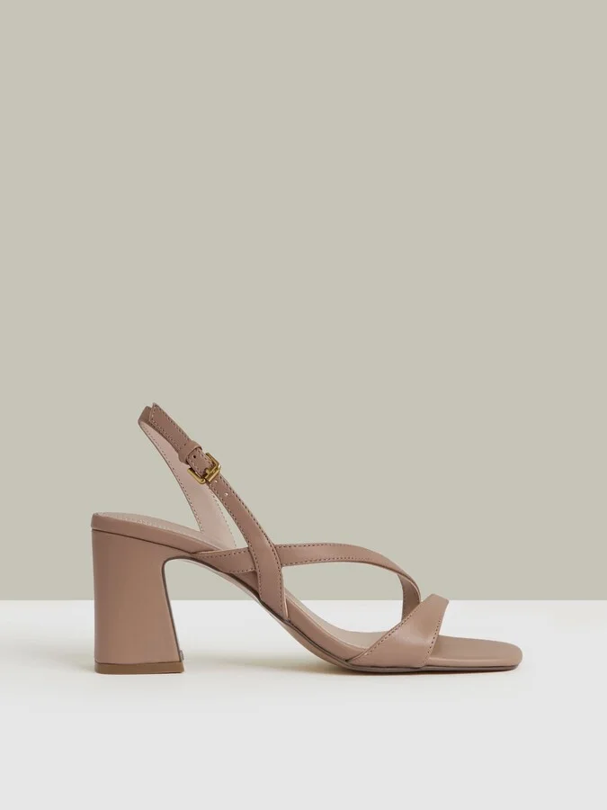 Nude Strappy Leather Heeled Sandals