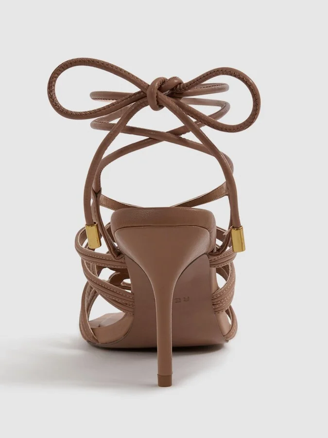 Nude Strappy Open Toe Heeled Sandals - Image 5
