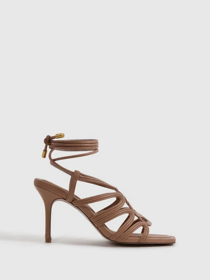 Nude Strappy Open Toe Heeled Sandals