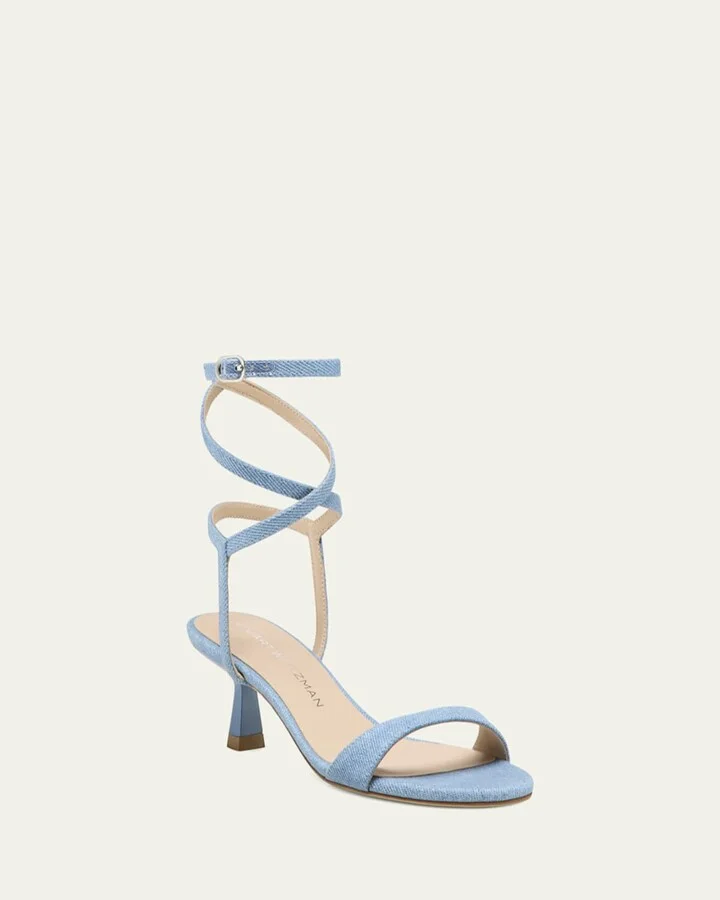 Nudist Denim Ankle-Strap Kitten Sandals - Image 2