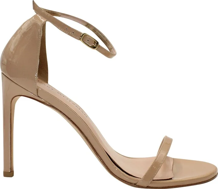 Nudist High-Heel Sandals in Beige Patent Leather