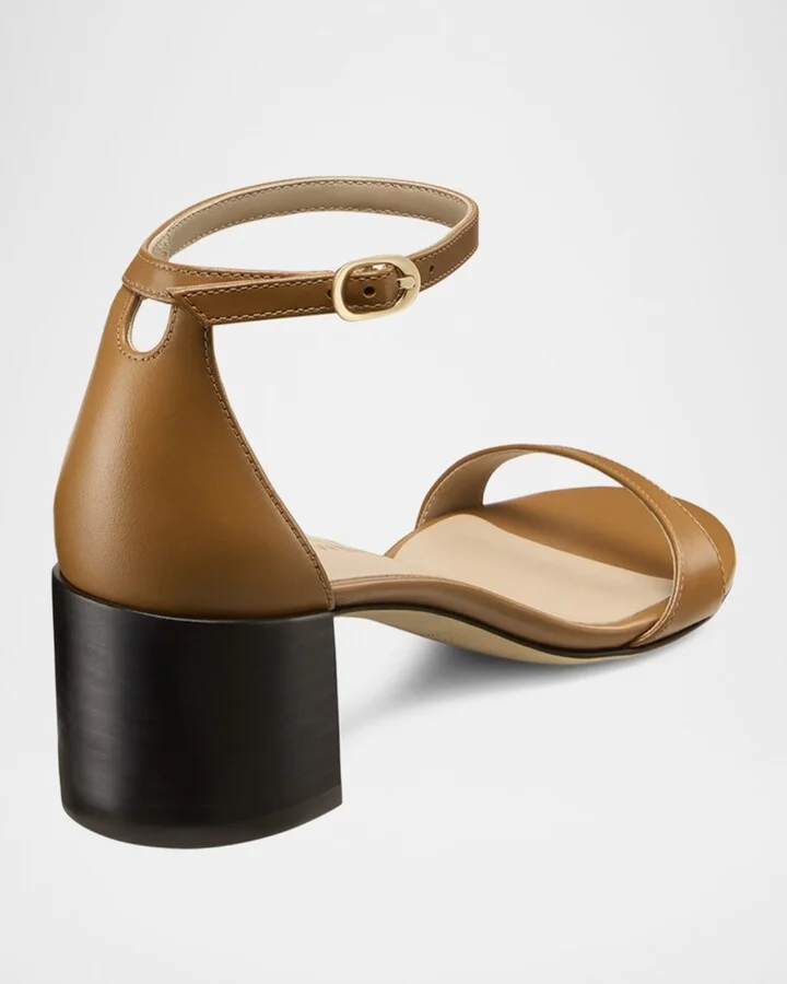 Nudist Leather Ankle-Strap Low Sandals - Image 2