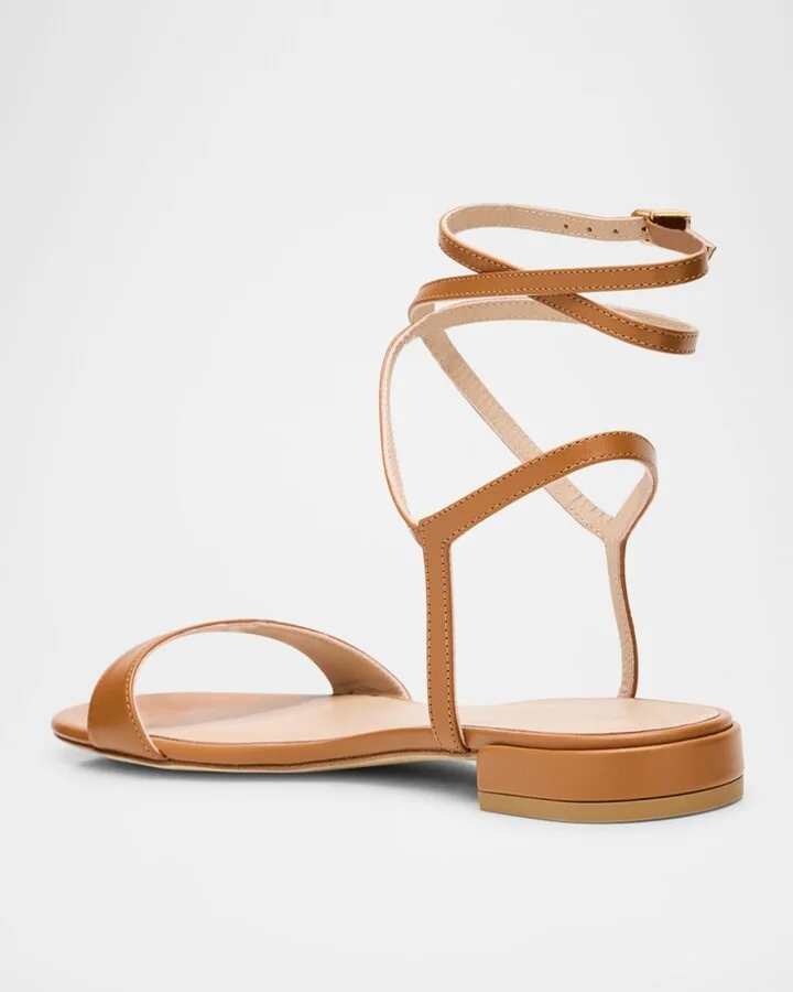 Nudist Leather Ankle-Wrap Sandals - Image 2